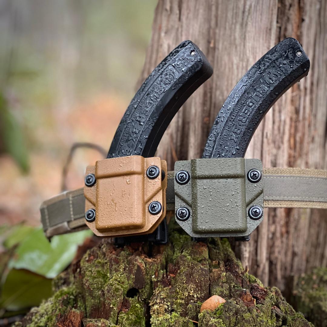 OD green and coyote brown kydex magazine carriers  for Ruger 10/22 on Shepherds Defensibe belt